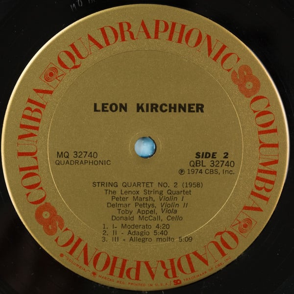 Leon Kirchner : Lily / String Quartet No. 2 (LP, Album, Quad)