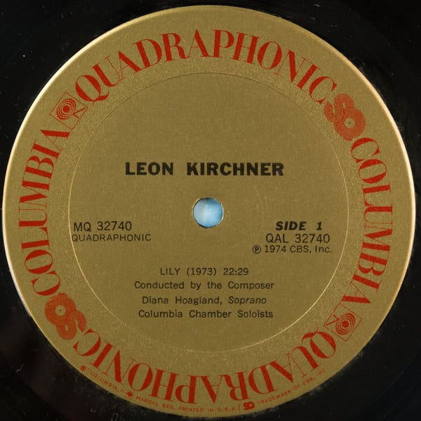 Leon Kirchner : Lily / String Quartet No. 2 (LP, Album, Quad)