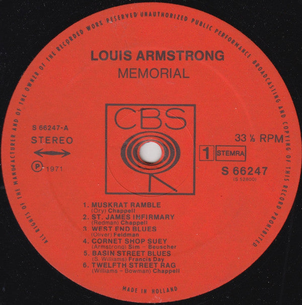 Louis Armstrong : Memorial (2xLP, Comp, Gat)