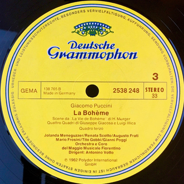 Giacomo Puccini, Renata Scotto, Gianni Poggi, Jolanda Meneguzzer, Tito Gobbi, Orchestra Del Maggio Musicale Fiorentino E Coro Del Maggio Musicale Fiorentino, Antonino Votto : La Bohème (2xLP, Album + Box)