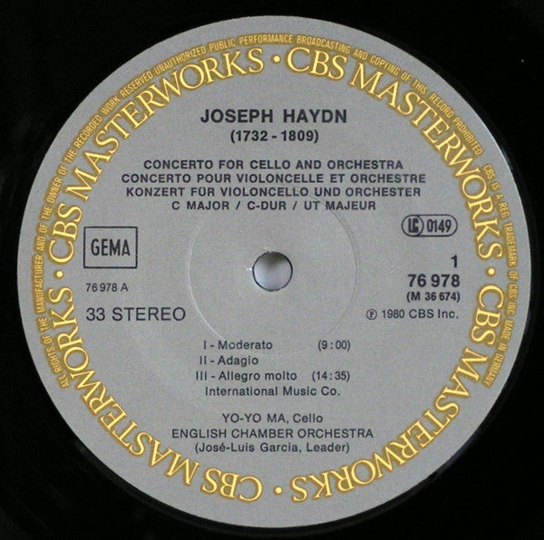 Yo-Yo Ma, English Chamber Orchestra - Joseph Haydn : Cello Concerti No. 1 (C Major / C-dur / Ut Majeur) / No. 2 (D Major / D-dur / Ré Majeur) (LP)