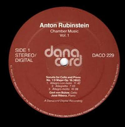 Anton Rubinstein, Gert Von Bülow, José Ribera : Anton Rubinstein Chamber Music Vol. 1 (LP)