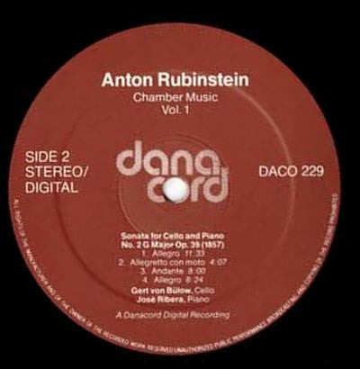 Anton Rubinstein, Gert Von Bülow, José Ribera : Anton Rubinstein Chamber Music Vol. 1 (LP)