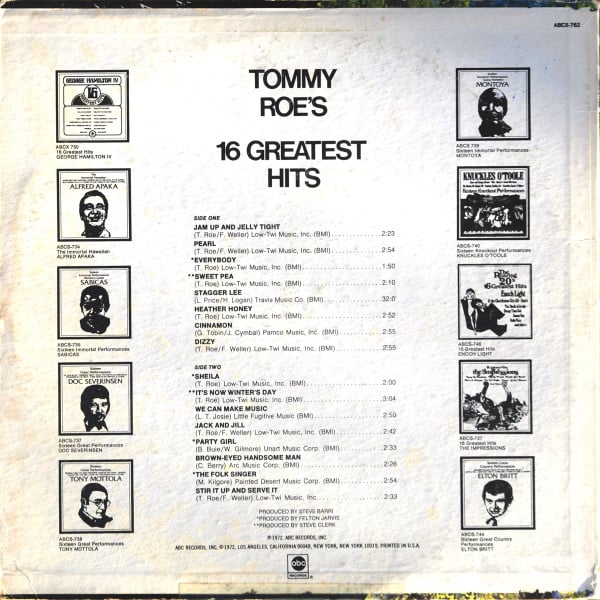 Tommy Roe : Tommy Roe's 16 Greatest Hits (LP, Comp, TSM)