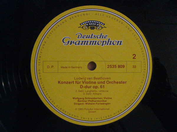 Wilhelm Furtwängler, Berliner Philharmoniker, Wolfgang Schneiderhan, Ludwig van Beethoven : Beethoven: Violinkonzert (LP, Mono)