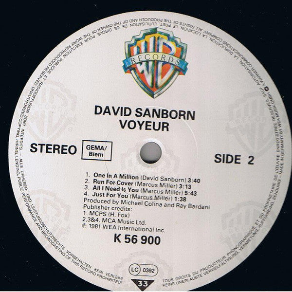 David Sanborn : Voyeur (LP, Album)