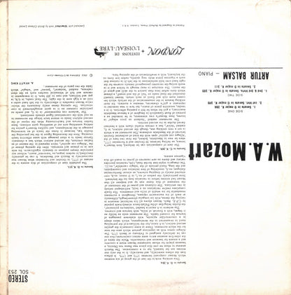 Wolfgang Amadeus Mozart - Arthur Balsam : Mozart Piano Music Vol 5 (LP)