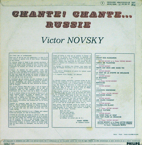 Victor Novsky : Chante! Chante...Russie (LP, Album, Gra)