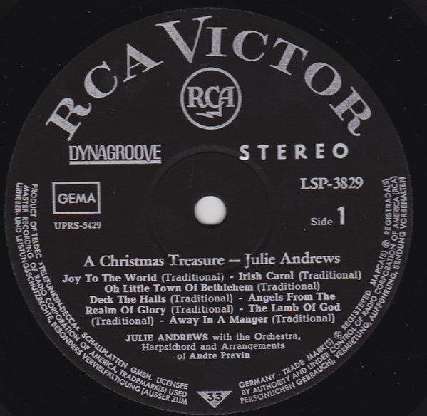 Julie Andrews With André Previn And His Orchestra : A Christmas Treasure (LP, Album)