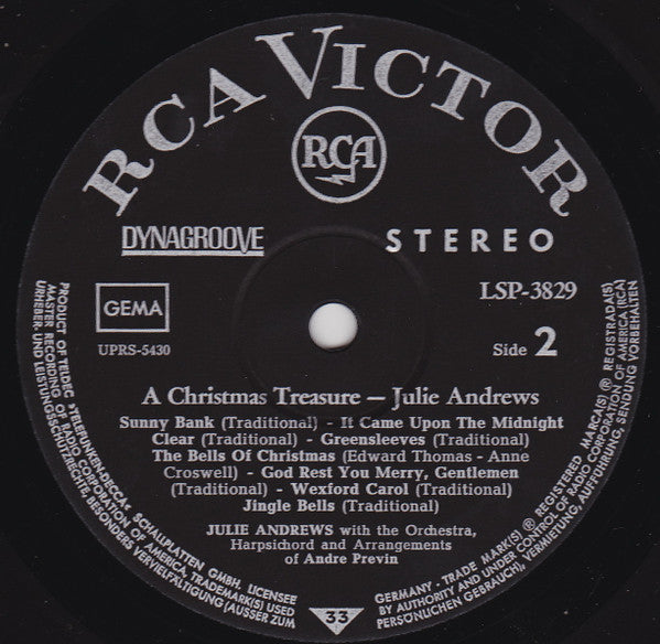 Julie Andrews With André Previn And His Orchestra : A Christmas Treasure (LP, Album)