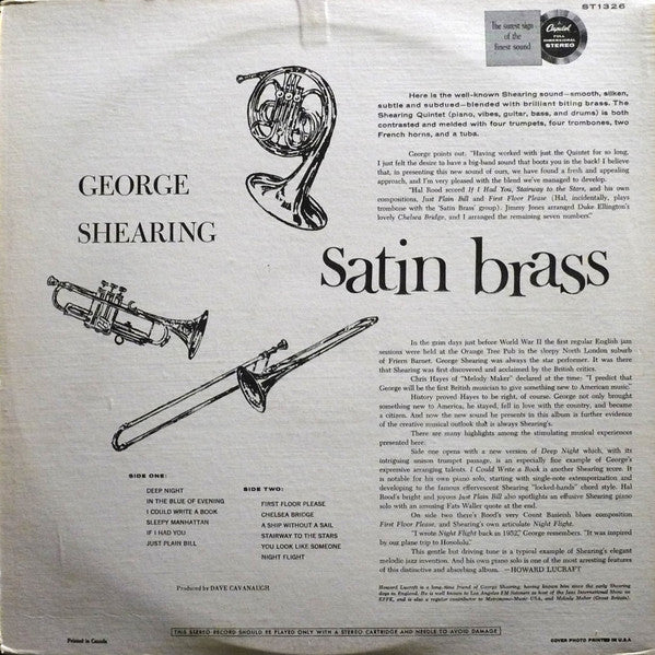 The George Shearing Quintet : Satin Brass (LP, Album)