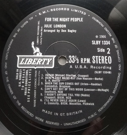 Julie London : For The Night People (LP, Album, Fli)