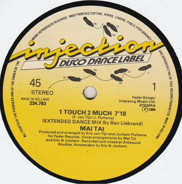 Mai Tai : 1 Touch 2 Much (12", Maxi)