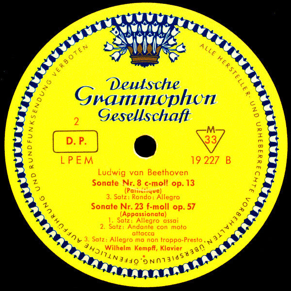 Ludwig van Beethoven - Wilhelm Kempff : Klaviersonaten Pathétique · Mondschein-Sonate · Appassionata (LP, Mono, RE)