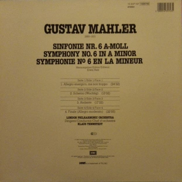 Gustav Mahler - Klaus Tennstedt, London Philharmonic Orchestra : Sinfonie Nr. 6 (2xLP)