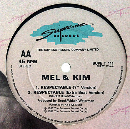 Mel & Kim : Respectable (12", Die)