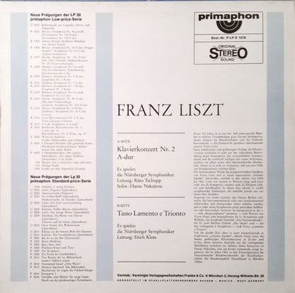Franz Liszt , Solistin Hanae Nakajima : Klavier-Konzert Nr. 2, Symphonische Dichtung „Tasso Lamento E Trionto" (LP)