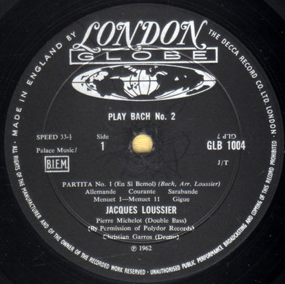Jacques Loussier With  Christian Garros And Pierre Michelot : Play Bach - No. 2 (LP, Album, Mono, RE, RP)
