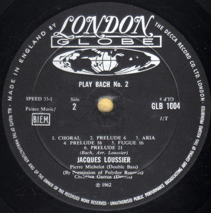 Jacques Loussier With  Christian Garros And Pierre Michelot : Play Bach - No. 2 (LP, Album, Mono, RE, RP)