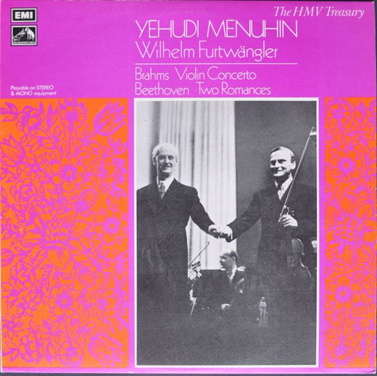 Johannes Brahms / Ludwig van Beethoven - Yehudi Menuhin, Wilhelm Furtwängler, Lucerne Festival Orchestra / Philharmonia Orchestra : Violin Concerto / Two Romances (LP, Mono)