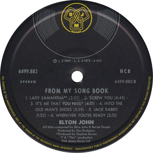 Elton John : From My Song Book (LP, Comp)