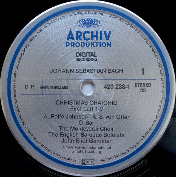Johann Sebastian Bach - John Eliot Gardiner : Christmas Oratorio - Weihnachtsoratorium - Oratorio De Noël (3xLP, Box)