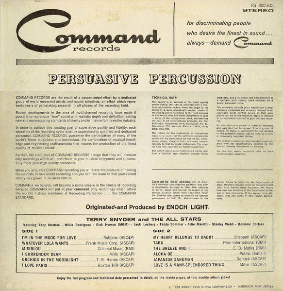 Terry Snyder And The All Stars : Persuasive Percussion (LP, Album, Gat)