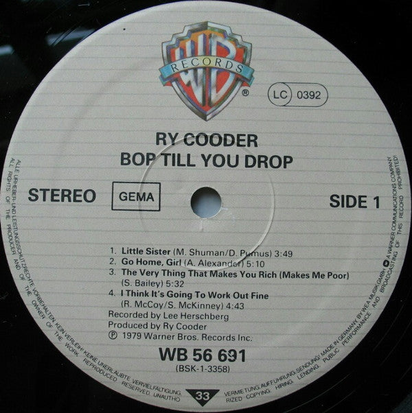 Ry Cooder : Bop Till You Drop (LP, Album)