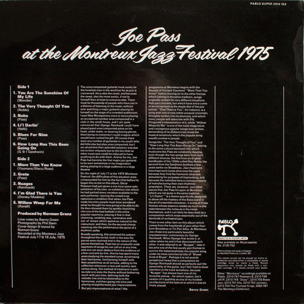 Joe Pass : At The Montreux Jazz Festival 1975 (LP, Album)