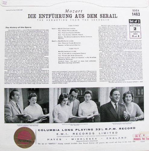 Wolfgang Amadeus Mozart - The Beecham Choral Society And Royal Philharmonic Orchestra Conducted By Sir Thomas Beecham, Lois Marshall, Ilse Hollweg, Leopold Simoneau, Gerhard Unger, Gottlob Frick : Die Entführung Aus Dem Serail (2xLP, Album, Mono)