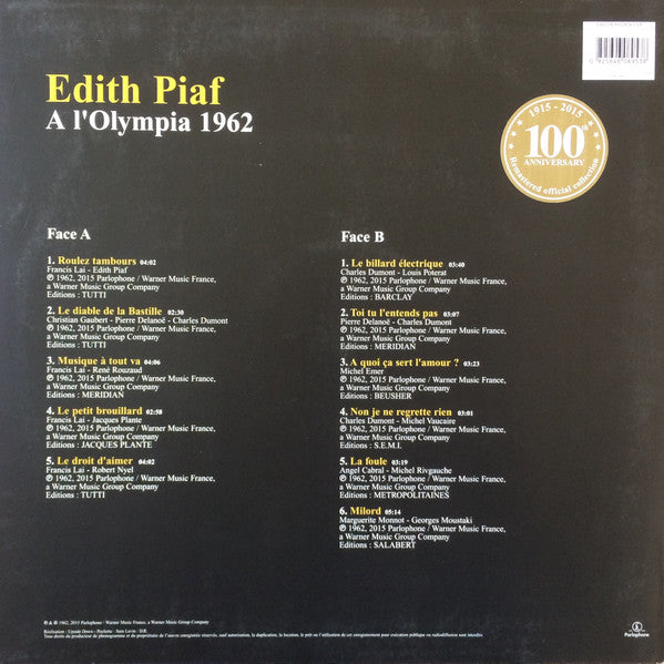 Edith Piaf : A l'Olympia 1962 (LP, RE, RM)