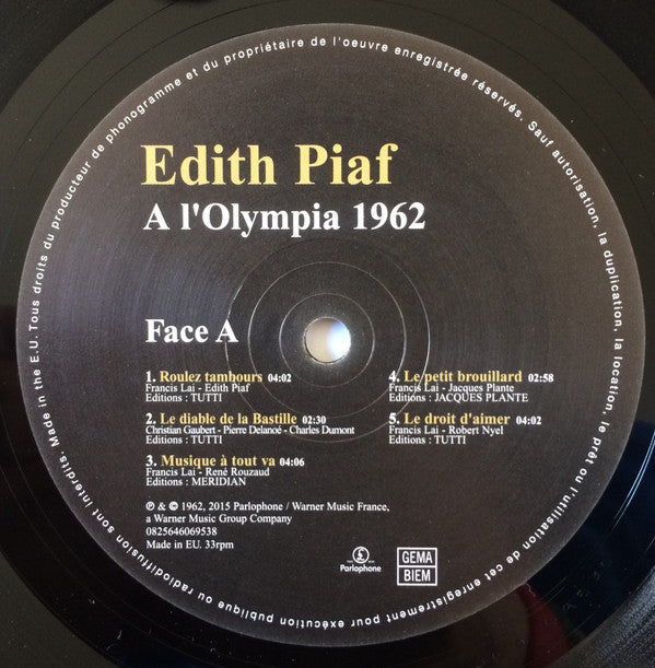 Edith Piaf : A l'Olympia 1962 (LP, RE, RM)