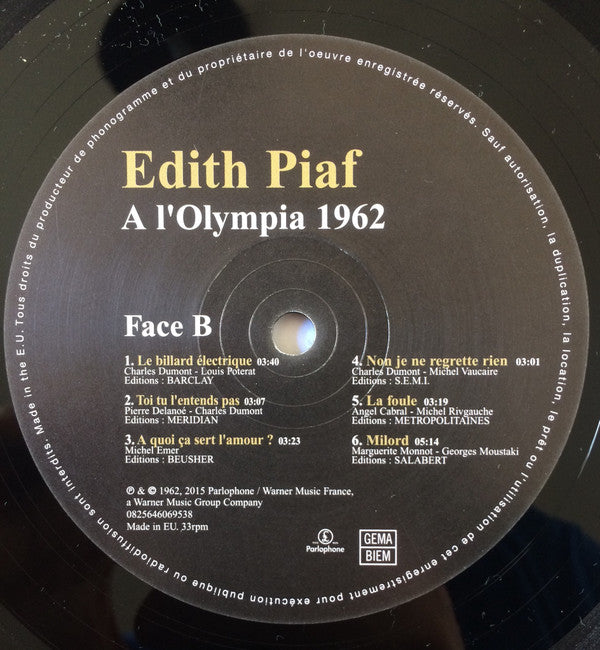 Edith Piaf : A l'Olympia 1962 (LP, RE, RM)