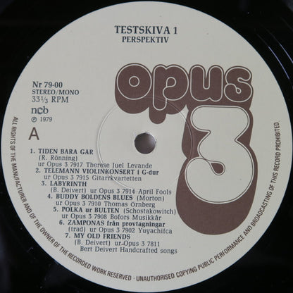 Various : Testskiva 1 (Perspektiv) (LP, Comp)