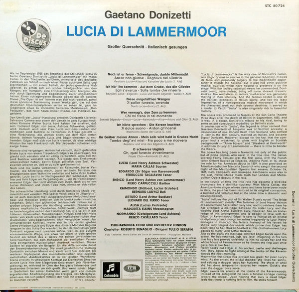 Maria Callas, Tullio Serafin, Roberto Benaglio : Lucia Di Lammermoor (Großer Querschnitt) (LP)