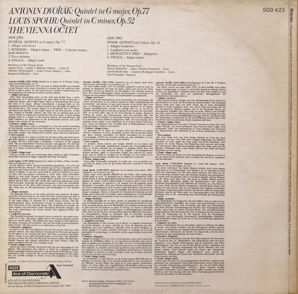 Antonín Dvořák : Louis Spohr : Mitglieder Des Wiener Oktetts : Quintet In G Major (Op. 77) / Quintet In C Minor (Op. 52) (LP)