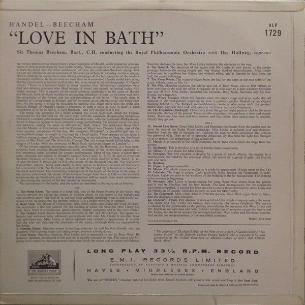 Georg Friedrich Händel - Sir Thomas Beecham, Royal Philharmonic Orchestra, Ilse Hollweg : Love In Bath (LP, Mono)