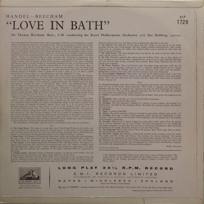 Georg Friedrich Händel - Sir Thomas Beecham, Royal Philharmonic Orchestra, Ilse Hollweg : Love In Bath (LP, Mono)