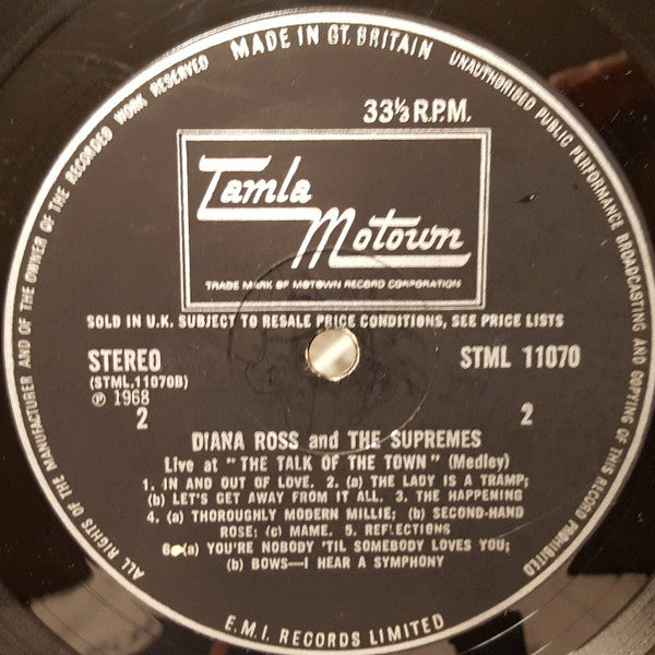 The Supremes : 'Live' At London's Talk Of The Town (LP, Album)