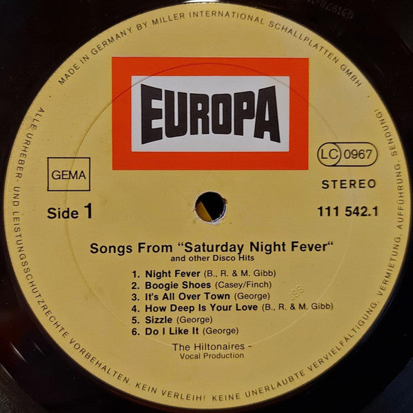 The Hiltonaires : Songs From Saturday Night Fever (And Other Disco Hits) (LP, Album)