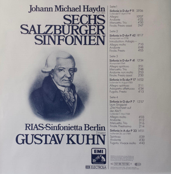 Michael Haydn, RIAS Sinfonietta, Gustav Kuhn : Sechs Salzburger Sinfonien (2xLP, Album, Box)