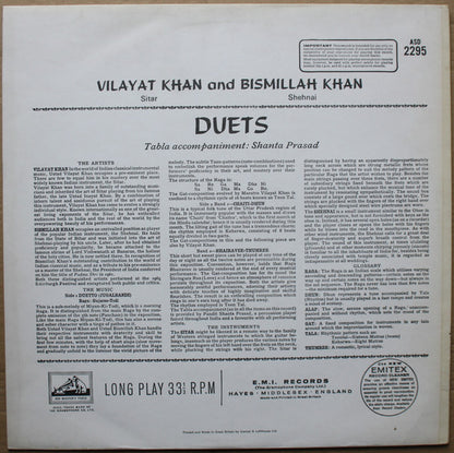 Vilayat Khan & Bismillah Khan, Shanta Prasad : Duets (LP, Album, RE)