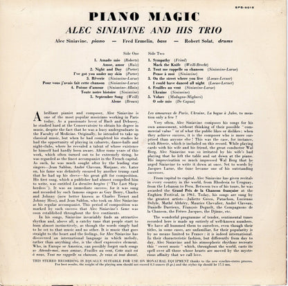 Alec Siniavine And His Trio : Piano Magic (10", Album)