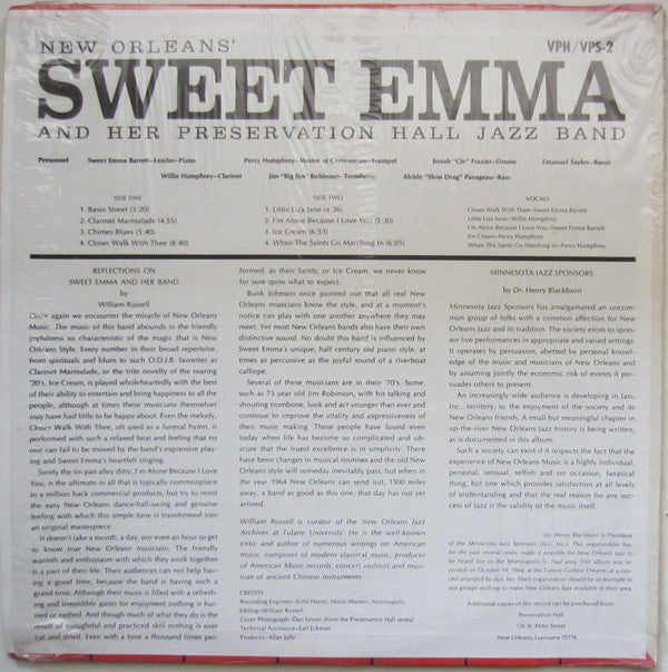 Sweet Emma And Her Preservation Hall Jazz Band : New Orleans' Sweet Emma And Her Preservation Hall Jazz Band (LP, Album, RE)