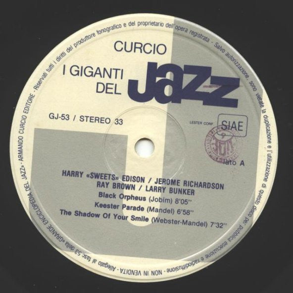 Harry Edison / Jerome Richardson / Ray Brown / Larry Bunker : I Giganti Del Jazz Vol. 53 (LP, Album, RE)