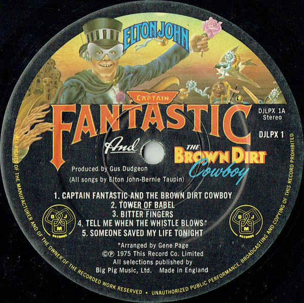 Elton John : Captain Fantastic And The Brown Dirt Cowboy (LP, Album, Gat)
