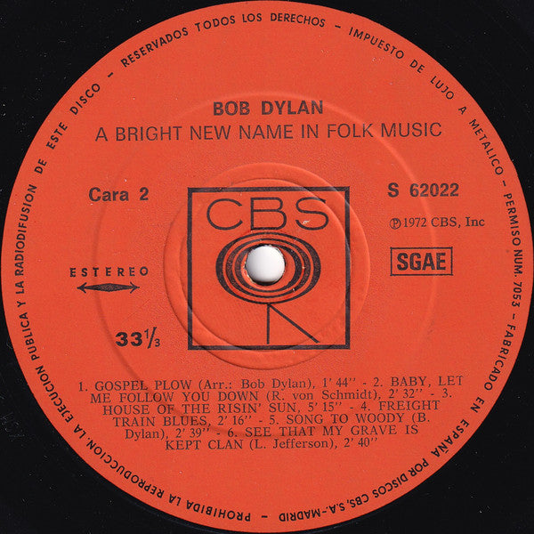 Bob Dylan : Bob Dylan (LP, Album, RE)