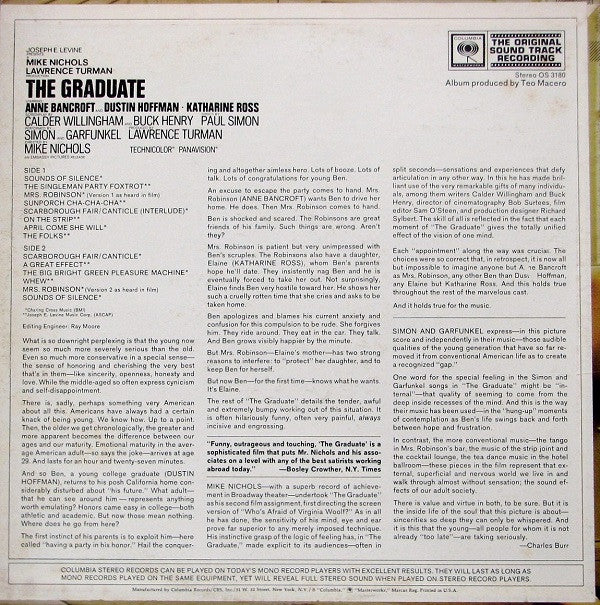 Simon & Garfunkel, Dave Grusin : The Graduate (Original Sound Track Recording) (LP, Album, Pit)