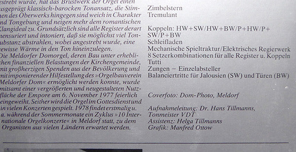 Dieterich Buxtehude, Johann Sebastian Bach, Nikolaus Bruhns, Arno Schönstedt : An Der Marcussen-Orgel Im Meldorfer Dom (LP)