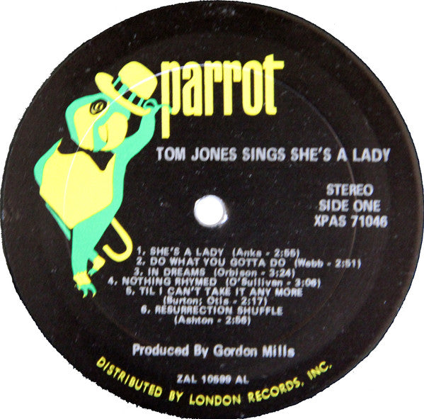 Tom Jones : Tom Jones Sings She's A Lady (LP, Album, AL )